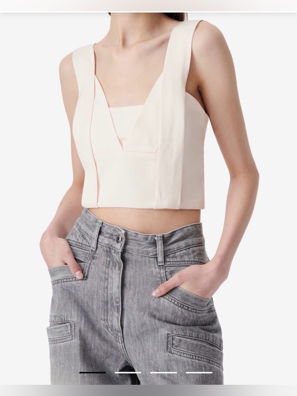 IRO Sonna V-neck cropped top in rose tendre, size FR 34 US 0